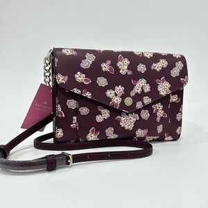 New Kate Spade Tinsel Flap Crossbody Envelope Clutch Bag with Floral Print